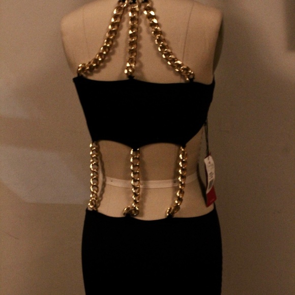 NWT Forplay Black and Gold Chains Jersey Knit Dress - Picture 5 of 5